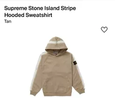 New Supreme® x Stone Island® Stripe Hooded Sweatshirt Hoodie Tan Size M - SS22