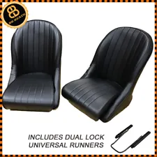 Pair BB Vintage Classic Car Seats Low Rounded Back + Universal Runners