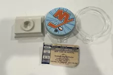 Rare 2001 New York Islanders VS Mighty Ducks Blue Hockey Puck & Game Ticket