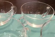 Rare! 4 Tiffany & Co Handblown Crystal Bowls w/Handles Soup Caviar Dessert w/Box