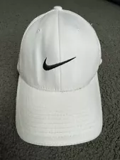 VINTAGE Nike Golf Flexfit Hat M/L White Fitted Cap 2000s Tiger Woods