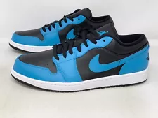 Air Jordan 1 Low Black UNC University Laser Blue Sneaker, Size 9 BNIB 553558-410