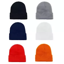 Pack of 10 Plain Cuffed Beanies Skullies in Bulk for Men and Women