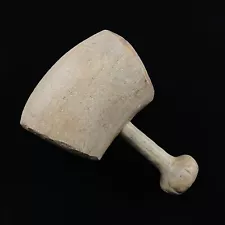 1900s Antique French Stone Mason Wood Mallet For Chisel Sculpting Weighs 4lbs