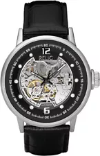 Relic by Fossil Men’s Automatic Skeleton Dial Leather Steel Watch ZR77224