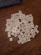 100 Scrabble Replacement Tiles Plastic White Letters Complete Set