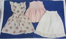 3 pieces Vintage Antique Baby Doll Clothes Dress Lot Used