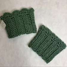 Green Handmade Crochet Boot Cuffs