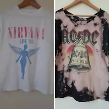 Men Lot 2: NIRVANA In Utero T-Shirt S White & Tie Dye ACSOC Hells Bells M Cotton