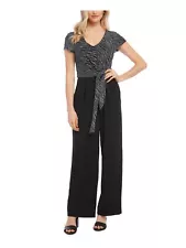 KAREN KANE Womens Tie Short Sleeve Scoop Neck Evening Jumpsuit Boot Cut