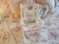 Shabby Chic Hand Painted Roses - Wood Doll Rocking Chair