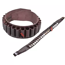 Cowhide Leather Shotshell Bandolier Belt Shotgun Shell Belt Ammunition Carrier