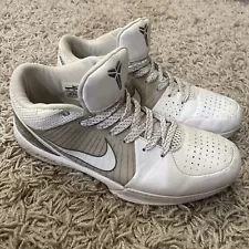 2008 Nike Kobe 4 White/White Metallic Silver Men’s 11 Black Mamba Authentic VTG