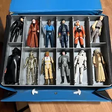 Vintage 1977 Kenner Star Wars Lot Mini Vinyl Collectors Case & 12 Action Figures