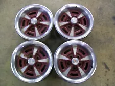 4 Pontiac F B, T A, GTO, Lemans 15x6 Rally II Wheels JJ w/ Trim Rings & Caps