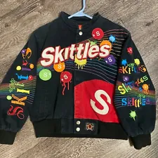 VTG Skittles Taste the Rainbow Embroidered Kids Nascar Jacket Child Size M 7-8