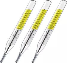 3 PK Glass Thermometer Mercury Free Clinic Thermometer Traditional Thermometer D