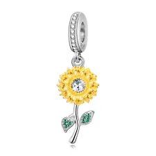 Women Bracelet Charm Sale Sunflower Dangle Charm 925 Sterling Silver Charms