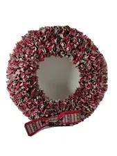 Vintage Rag Wreath Holiday Country Farmhouse Christmas Handmade Decor Large 16"