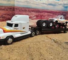 1/64 Lifted Chevy Silverado "Southern Sunshine" Monster Truck WITH HAULER.