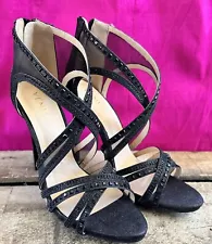 VENUS Black Sexy High Heels Stilettos Strappy Sz 9