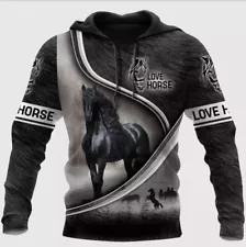 Black Horse 3D Hoodie All Over Printed Gift For Men And Women Size S-5XL