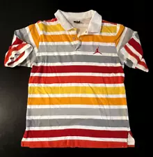 Jordan Polo Shirt, Size: XL - White, Orange Red Gray Stripes