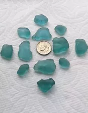 GENUINE BEACH SEA GLASS DEEP AQUA LOT SURF TUMBLED RARE FROM HAWAII