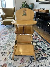 1940s-1950s Wooden Convertible High Chair