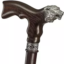 Custom Walking Cane for Men - Wolf Head - Cool Designer Walking Wooden Canes