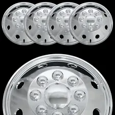 4 CHROME 16" 8 Lug RV Dual Steel Wheel Simulators Dually Rim Covers Hub Caps New