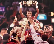 Felix Trinidad Original 8x10 Boxing Photograph In The Ring With Belts