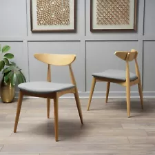 Issaic Mid-Century Design Wood Dining Chairs (Set of 2)