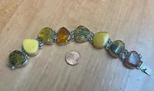 Amazing Genuine Russian Amber Multicolor Bracelet With Safety Chain