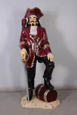 Pirate Captain Morgan With Foot On Barrel Life Size Statue Resin Decor Display