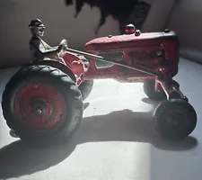 Scarce Antique Arcade Cast Iron Red Tractor