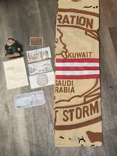 DESERT STORM FLAG IRAQI SURRENDER PASSES DINAR SQUISHY SADDAM + BOOKLET & PATCH