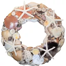 Shell Wreath Starfish and Seashells Coastal Beach Home Decor14"