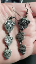 Day of the Dead Girl Skull Earrings for Halloween Costume Jewelry