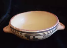 Native American Pottery Hopi Bowl Double Handled VG Unmarked Bottom 7 1/2" x 2"