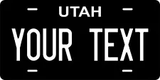 Utah Black Custom Personalized License plates Auto Bike Motorcycle