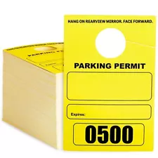 500-Pack Parking Hang Tags, Numbered Parking Passes for Cars, 3.15 x 4.75"