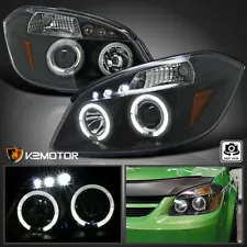 Black Fits 2005-2010 Chevy Cobalt 07-09 Pontiac G5 LED Halo Projector Headlights