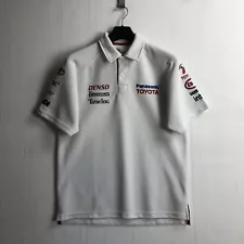 Toyota Racing F1 Vintage Polo Shirt Men’s Embroidered Logo’s White Size L Y2K