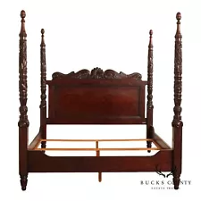 Ralph Lauren Carved Mahogany King Size Safari Poster Bed