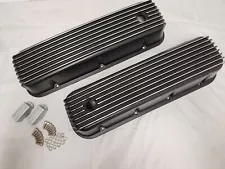 NEW BBC Big Block Chevy Tall BLACK FINNED Valve Covers Aluminum 396 427 454 TALL