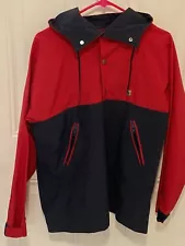 Mother Karen's Pullover Powder Jacket Pocket Red/Blue Ladies 13/14 Vtg