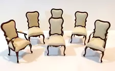 Set of 6 BESPAQ DOLLHOUSE MINIATURE DINING ROOM CHAIRS 4425/4426 MH light cream