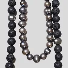 J.Jill Peacock Pearl Lava Stone Pumice Rock Necklace 22 Inches