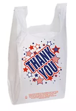 Americana Plastic Thank You T-Shirt Bags - Case of 500 - 11 ½ x 6 x 21 inch